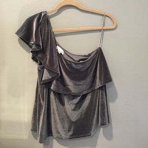 Velvet One Shoulder Blouse